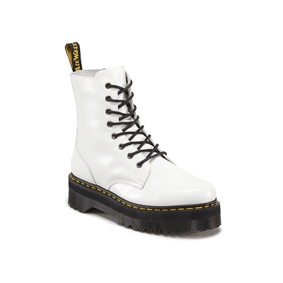 Dr. Martens Shoes - Dr. Martens Jadon Smooth Leather Platform Boots in White Polished Smooth
